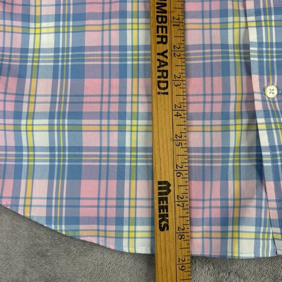 Lands End Button Down Shirt Mens M 15-15.5 Pink Blue Plaid Traditional Fit‎ - Picture 8 of 10